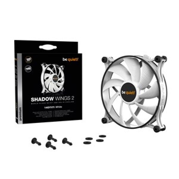 BEQUIET FAN SHADOW WINGS 2 WHITE 140MM PWM BL091, 4 PIN PWM, 900RPM, 49,8CFM/85M3/H, 14,9 dB, Lifespan 80000h, WHITE, 3YW.