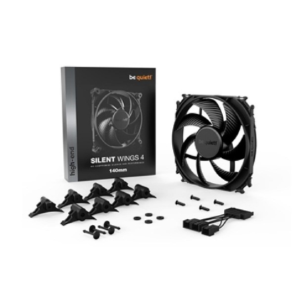 BEQUIET FAN SILENT WINGS 4 140MM BL095, 1100RPM, 51,3CFM/87,16M3/H, 13,6 dB, Lifespan 300000h, BLACK, 5YW.