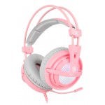 SADES Gaming Headset A6, multiplatform, USB, LED, ροζ