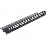 DELOCK Keystone Patch Panel, για 19" rack, 24 ports, Black