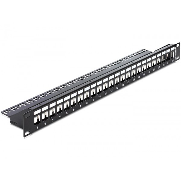 DELOCK Keystone Patch Panel, για 19" rack, 24 ports, Black