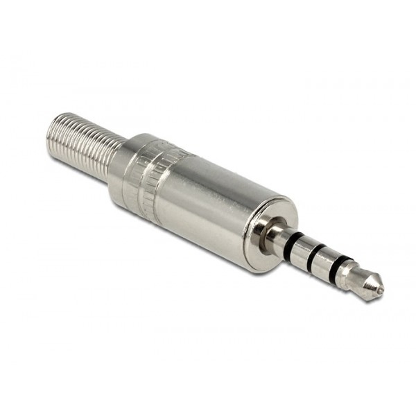 DELOCK Βύσμα 3.5mm Stereo, 4 pin, Bend Protection, Metal, Silver