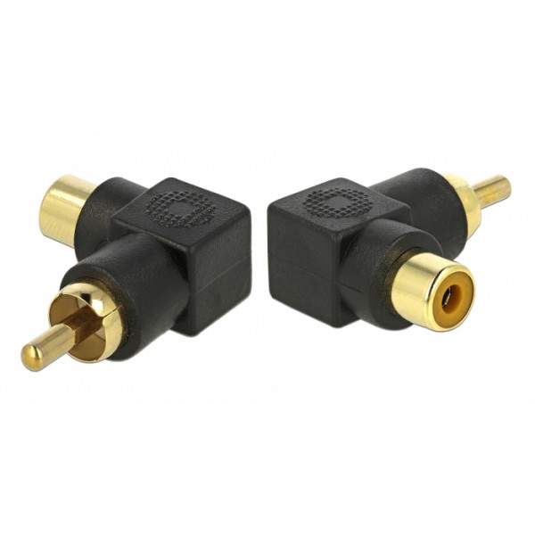 DELOCK Adapter RCA male σε RCA female 66168, γωνιακός, μαύρος