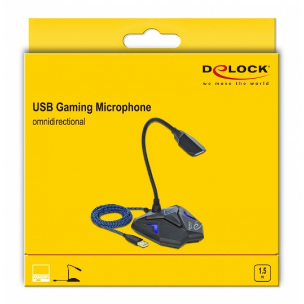 DELOCK Gaming μικρόφωνο 66330, omnidirectional, με mute, USB