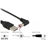 DELOCK Καλώδιο από USB σε DC 5.5 x 2.1mm, γωνιακό, 1.5m