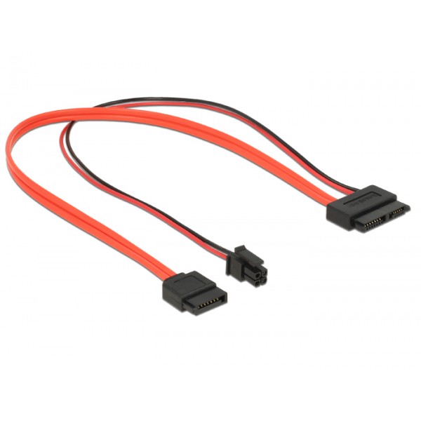 DELOCK Cable SATA 6Gb/s 7pin + 4pin σε SATA 13pin, γωνιακό 30 cm