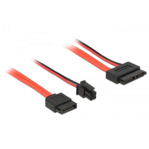 DELOCK Cable SATA 6Gb/s 7pin + 4pin σε SATA 13pin, γωνιακό 30 cm