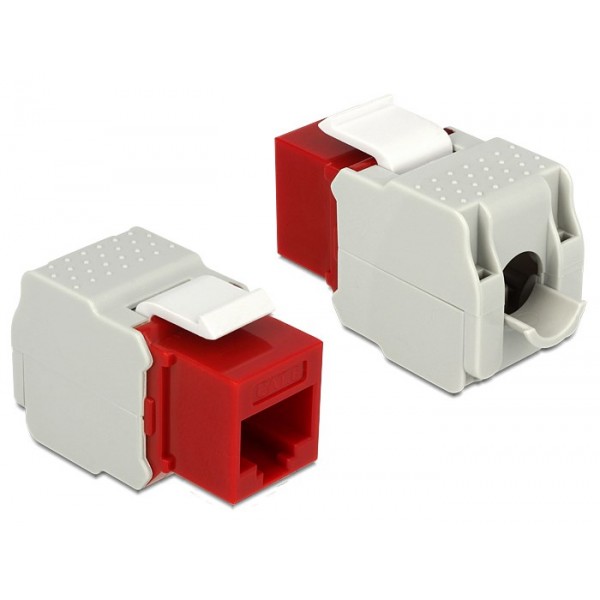 DELOCK Keystone Module RJ45 female, Cat.6 UTP, Red