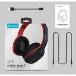 CELEBRAT Bluetooth headphones A18-BKRD, wireless & wired, μαύρο-κόκκινο