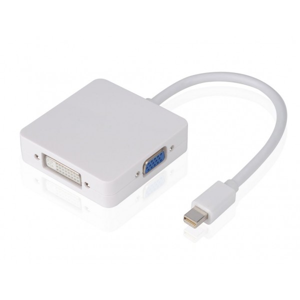 POWERTECH μετατροπέας Mini Display Port (M) σε HDMI 1.4v/DVI/VGA, λευκό