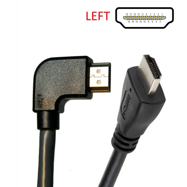 POWERTECH Καλώδιο HDMI (Μ) 19pin 1,4V, 90° left, 1.5m, Black