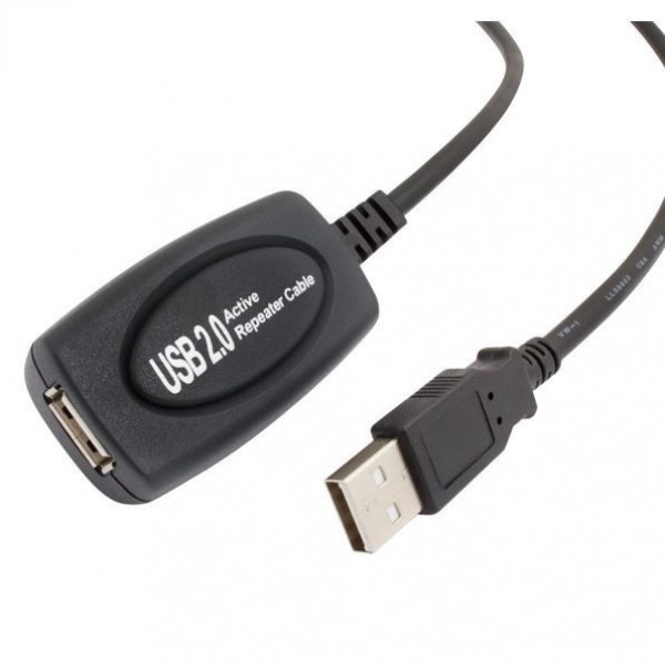 POWERTECH καλώδιο USB 2.0 σε USB female με ενισχυτή, 15m, Black