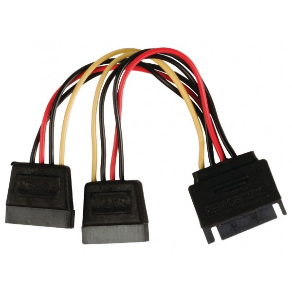 Powertech sata power 15pin male / 2x 15pin female 15pin