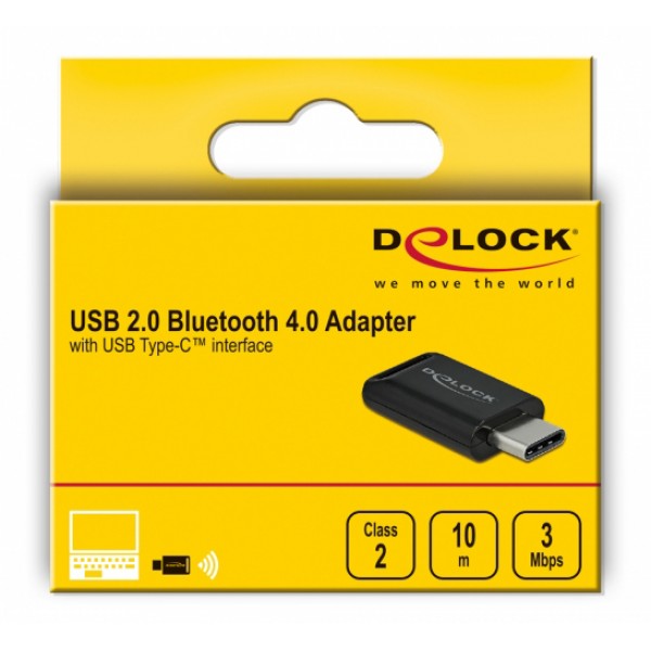 DELOCK Adapter USB Type-C 61003, Bluetooth 4.0 + EDR, μαύρο