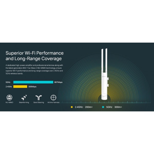 TP-LINK ασύρματο access point EAP225-OUTDOOR, AC1200 MU-MIMO, Ver. 1.0