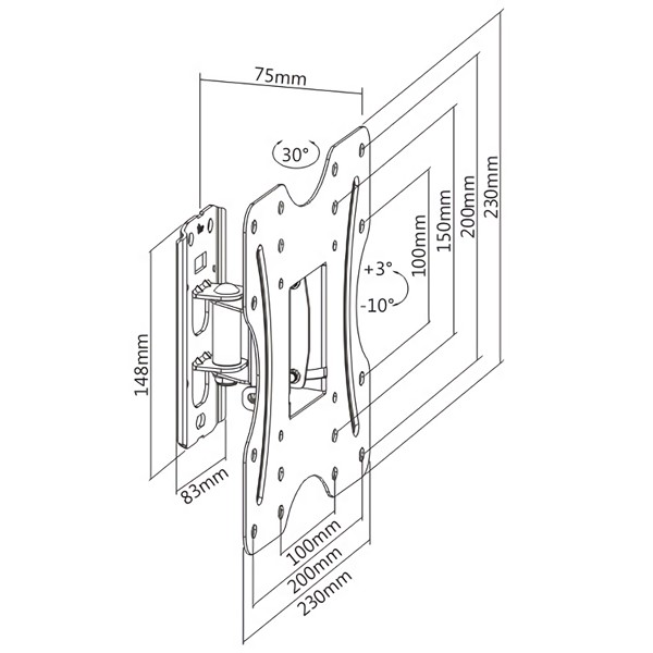 BRATECK επιτοίχια βάση KLA27-220 για οθόνη 23-42", 30kg