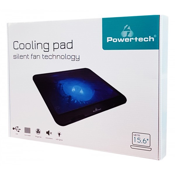 POWERTECH Βάση και ψύξη laptop PT-740 έως 15.6", 125mm fan, LED, μαύρο