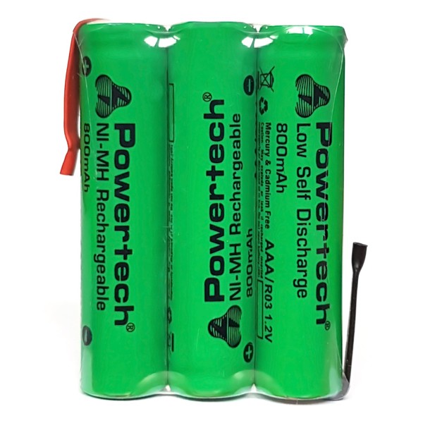 POWERTECH επαναφορτιζόμενη μπαταρία PT-790 800mAh, AAΑ (HR03), 3τμχ