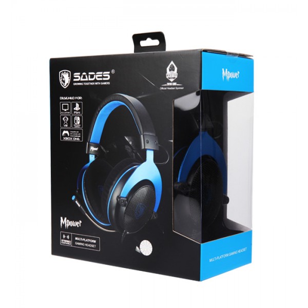 SADES Gaming Headset Mpower, Multiplatform, 3.5mm, 50mm ακουστικά, μπλε