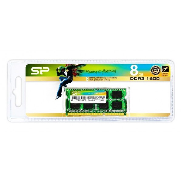 SILICON POWER Μνήμη RAM DDR3 SODimm, 8GB, 1600MHz, CL11