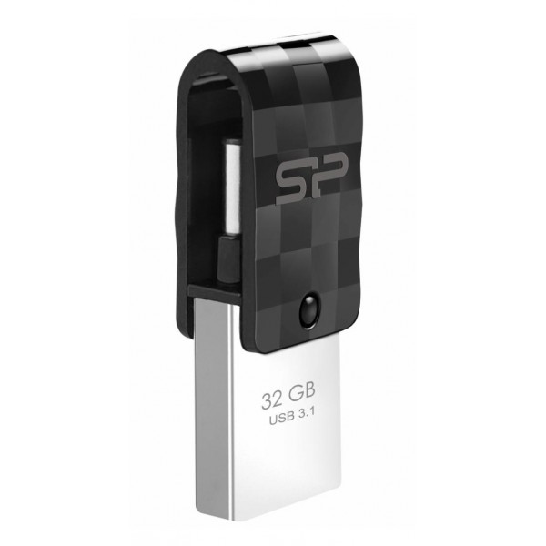 SILICON POWER Dual USB Flash Drive C31, USB 3.1 & Type-C, 32GB, μαύρο