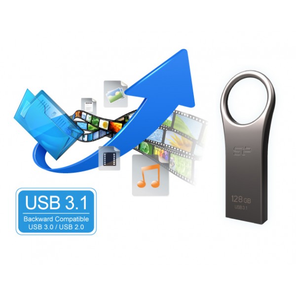 SILICON POWER USB Flash Drive Jewel 80, 32GB, USB 3.1, Titanium