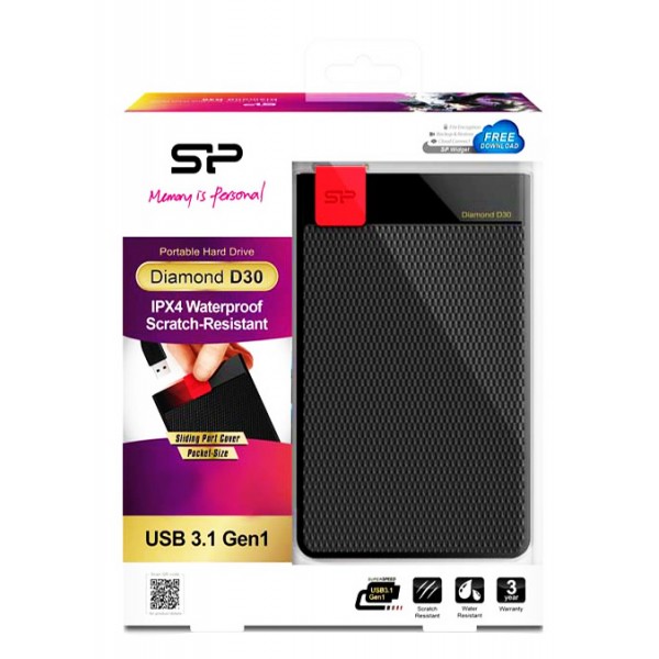 SILICON POWER Εξωτερικός HDD 4TB Diamond D30 D3L, USB 3.1, Black