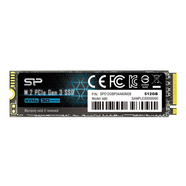 SILICON POWER SSD PCIe Gen3x4 P34A60 M.2 2280, 512GB, 2.200-1.600MB/s