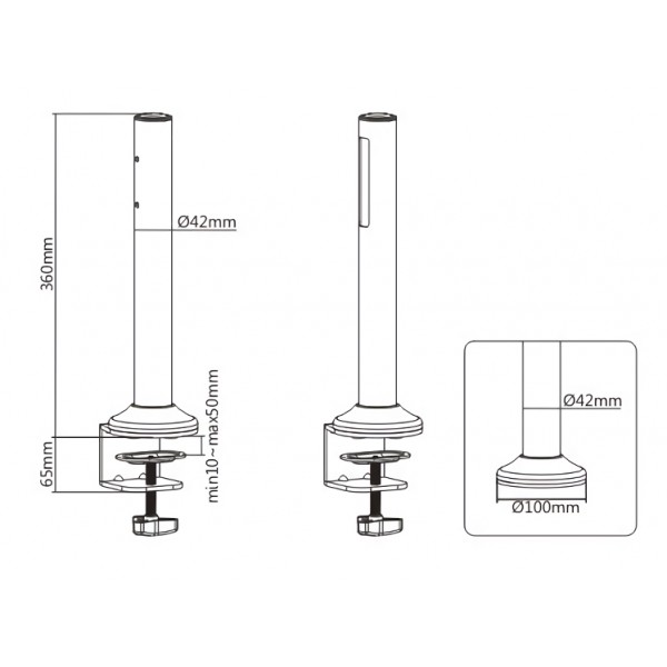 BRATECK 2x βάσεις στήριξης πάνελ SW02-3, SW series, για γραφείο