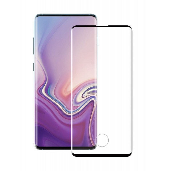 POWERTECH Tempered Glass 3D, falf glue, curved, Samsung S10 Plus, μαύρο