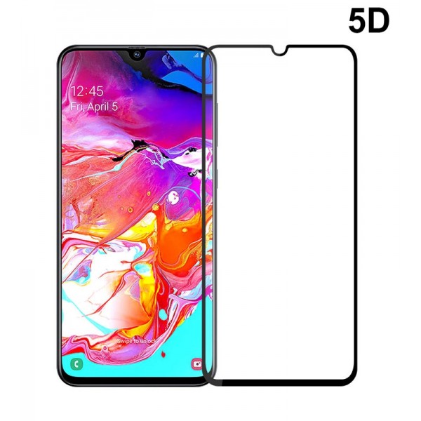 POWERTECH Tempered Glass 5D, Full Glue, Samsung A70 SM-A705F, μαύρο