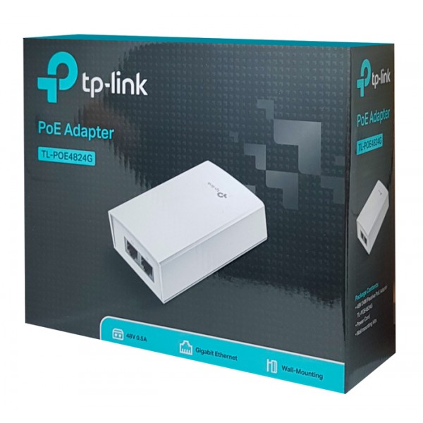 TP-LINK Gigabit PoE Adapter TL-POE4824G, 48V 24W, power cable, Ver. 1.0