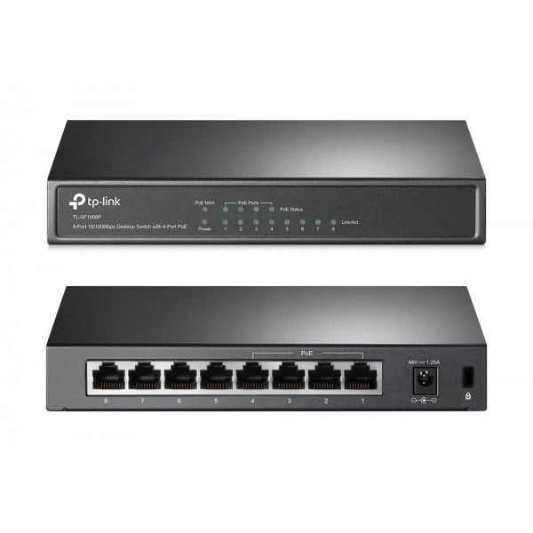 TP-LINK Desktop Switch TL-SF1008P 8 Θυρών, με 4-port POE, Ver. 4.0