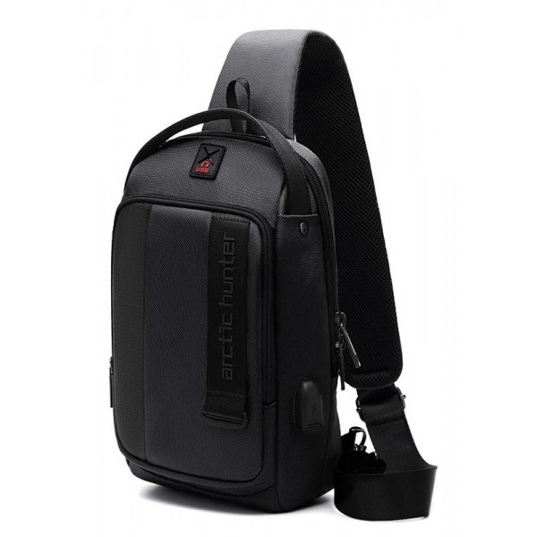 ARCTIC HUNTER Τσάντα Crossbody XB00100-BK, USB, αδιάβροχη, μαύρο