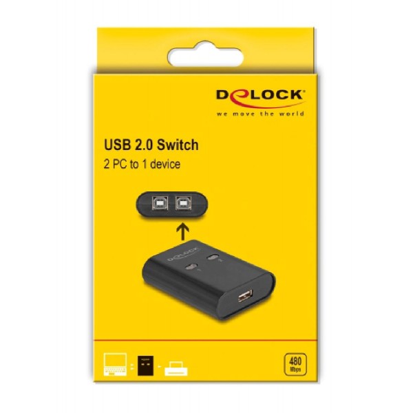 DELOCK USB Type B switch 11503, 2 σε 1, μαύρο