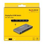 DELOCK DisplayPort KVM switch 18646 με 4x θύρες USB 5Gbps, 8K/30Hz, γκρι