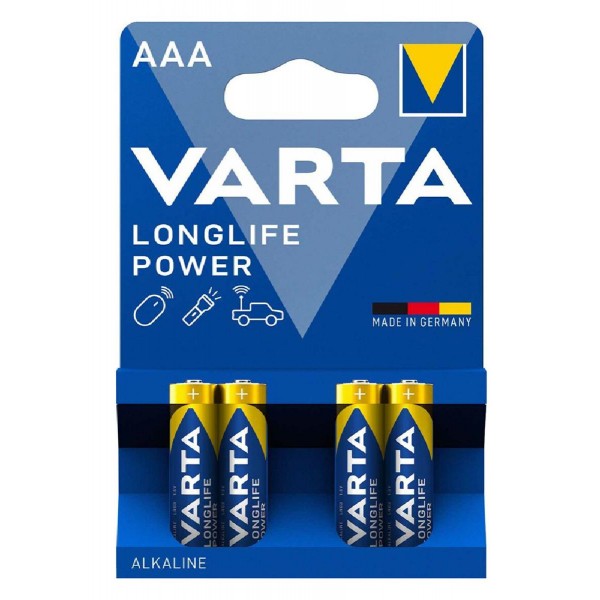 VARTA αλκαλικές μπαταρίες Longlife Power, AAA/LR03, 1.5V, 4τμχ