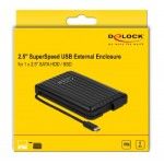 DELOCK θήκη για 2.5" SATA HDD/SSD 42625, 6Gbps, IP66, μαύρη