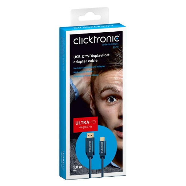 CLICKTRONIC καλώδιο DisplayPort σε USB Type-C 44931, 4K/60Hz, 1m, μπλε