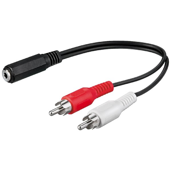 GOOBAY αντάπτορας 3.5mm θηλυκό σε 2x αρσενικό RCA 50092, 0.2m, μαύρο