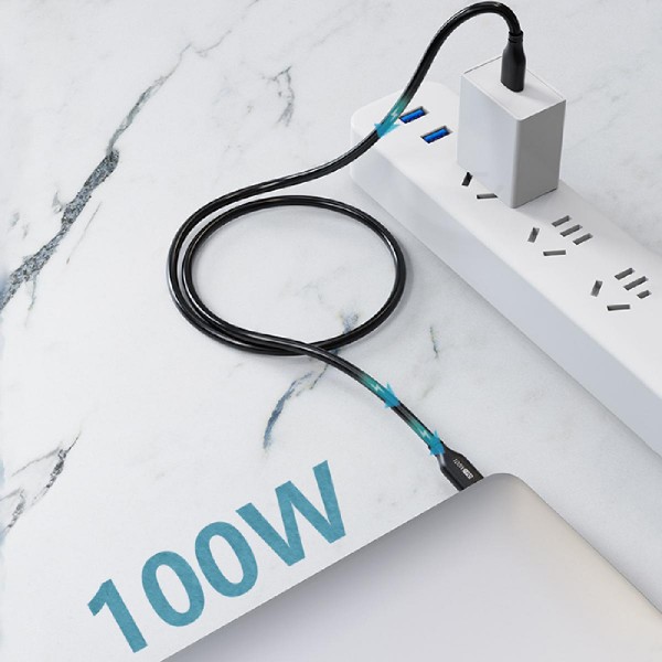 CABLETIME καλώδιο USB-C CM100, PD100W, E-MARK, USB 2.0, 5A, 1m, μαύρο