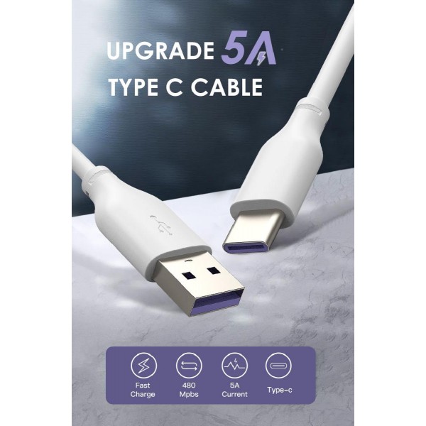 CABLETIME καλώδιο USB-A σε USB-C C160, 5A, USB 2.0, 1m, λευκό