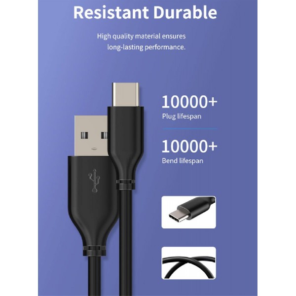 CABLETIME καλώδιο USB-A 2.0 σε USB-C C160, 5V3A, 1m, μαύρο