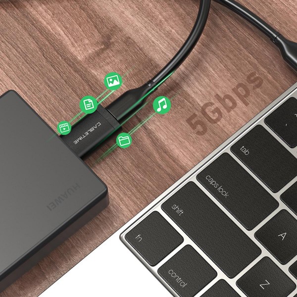 CABLETIME αντάπτορας OTG USB-A σε USB-C AMCF, USB 3.0, 2.1A, 0.1m, γκρι