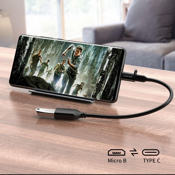 CABLETIME αντάπτορας USB-C σε USB 2.0 Micro B CMBF, 0.1m, μαύρος