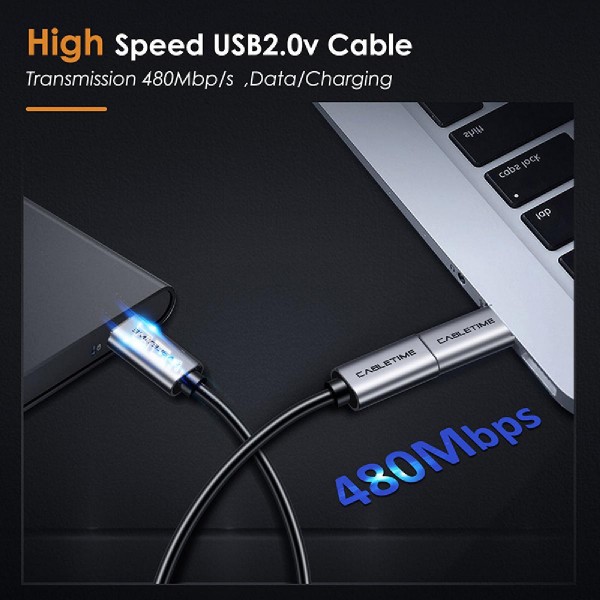 CABLETIME αντάπτορας OTG USB-C σε USB Micro B C160, USB 2.0, γκρι