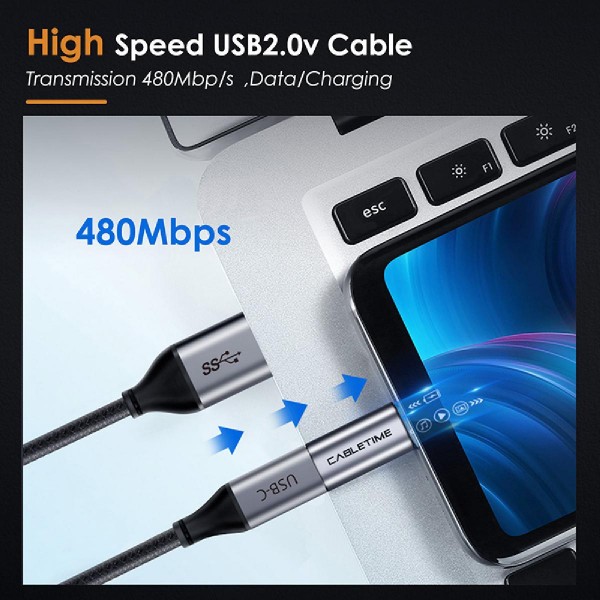 CABLETIME αντάπτορας OTG USB Type-C σε USB 2.0 Micro B C160, γκρι