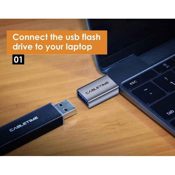 CABLETIME αντάπτορας OTG USB-C σε USB 3.0 C160, γκρι