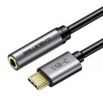 CABLETIME καλώδιο USB-C σε 3.5mm C160, M-F, 0.1m, μαύρο