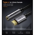 CABLETIME καλώδιο USB-C σε 3.5mm C160, M-F, 0.1m, μαύρο